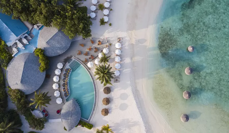 Centara Ras Fushi Resort & Spa-Pool And Beach Birdseye View Centara Ras Fushi Resort & Spa-Pool And Beach Birdseye View