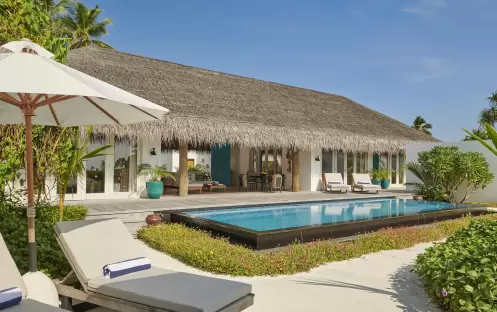 Fairmont Maldives Sirru Fen Fushi-THREE BEDROOM BEACH SUNSET VILLA POOL_18841 Fairmont Maldives Sirru Fen Fushi-THREE BEDROOM BEACH SUNSET VILLA POOL_18841