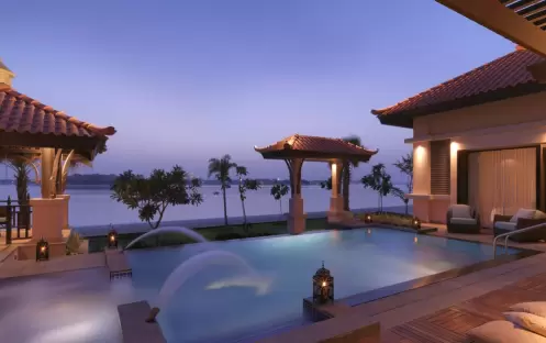 Anantara The Palm Dubai Resort-Two Bedroom Beach Pool Villa Pool At Night_7853 Anantara The Palm Dubai Resort-Two Bedroom Beach Pool Villa Pool At Night_7853