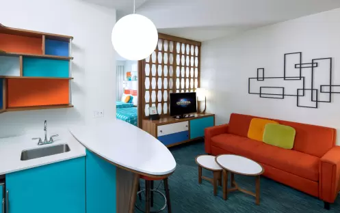 Universal’s Cabana Bay Beach Resort -Family Suite Interior Entry Living room Universal’s Cabana Bay Beach Resort -Family Suite Interior Entry Living room