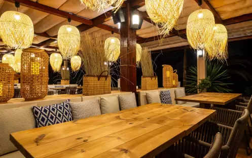 Restaurant interior at evening Restaurant interior at evening