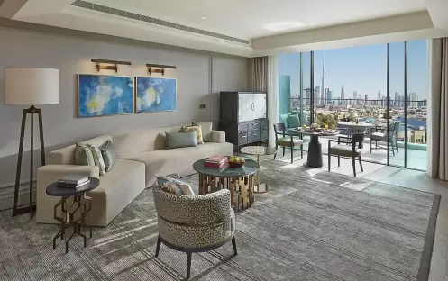 Mandarin Oriental Jumeirah -  Skyline View Suite Living Area Mandarin Oriental Jumeirah -  Skyline View Suite Living Area