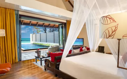 Atmosphere Kanifushi - Kanifushi Beach Villa with Pool View from the Bedroom Atmosphere Kanifushi - Kanifushi Beach Villa with Pool View from the Bedroom