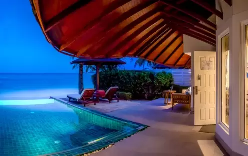 Centara Grand Island Maldives -  Club Two Bedroom Beach Pool Villa at Night Centara Grand Island Maldives -  Club Two Bedroom Beach Pool Villa at Night