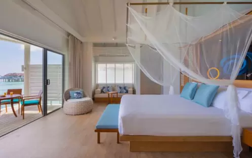 Centara Grand Island Maldives - Club Sunset Overwater Pool Villa - View from the Bedroom Centara Grand Island Maldives - Club Sunset Overwater Pool Villa - View from the Bedroom