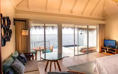 Centara Grand Island Maldives - Sunrise Overwater Villa View from the Bedroom Centara Grand Island Maldives - Sunrise Overwater Villa View from the Bedroom