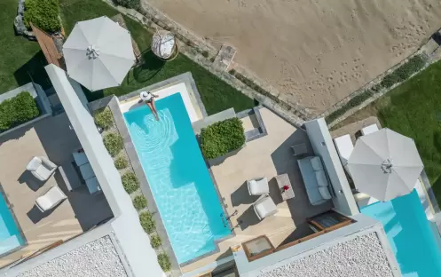 Creta Beach Villa Sea Front Private Heated Pool, Aerial Creta Beach Villa Sea Front Private Heated Pool, Aerial