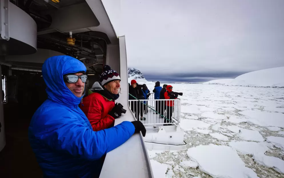 AE Expeditions, Passengers use hydraulic viewing platforms onboard Greg Mortimer, Antarctica; Scott Portelli.jpg