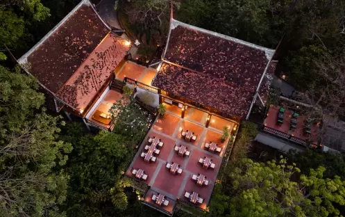 Ruan Thai Restaurant Outdoor Seating Aerial Ruan Thai Restaurant Outdoor Seating Aerial